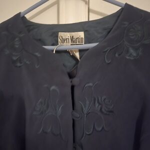 Sheri Martin Olive Gren Embroidered Top And Skirt